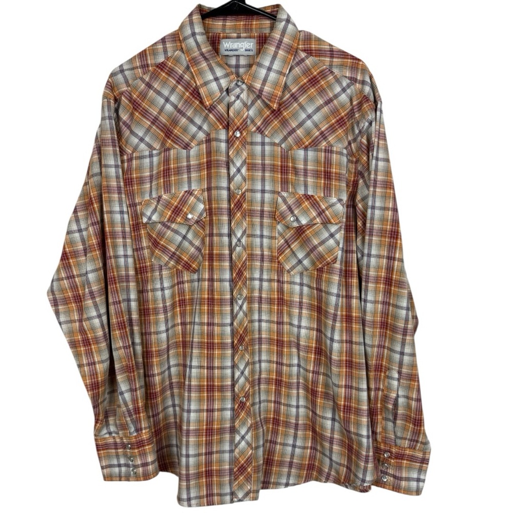 🥑5/$25 Wrangler Wrancher Shirt with Pearl Snaps XL?